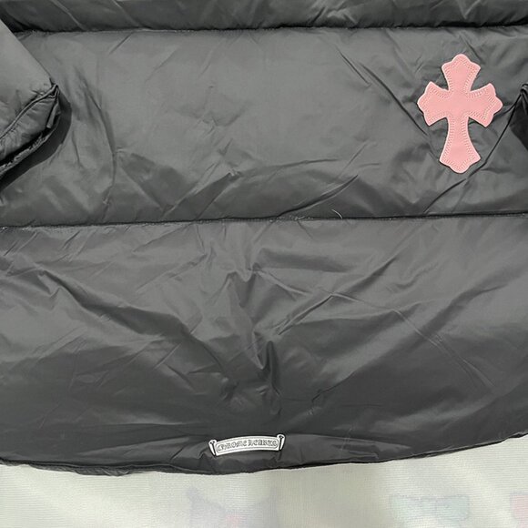Chrome Hearts Black Down Jacket With Pink Cross Patch - Picture 9 of 13